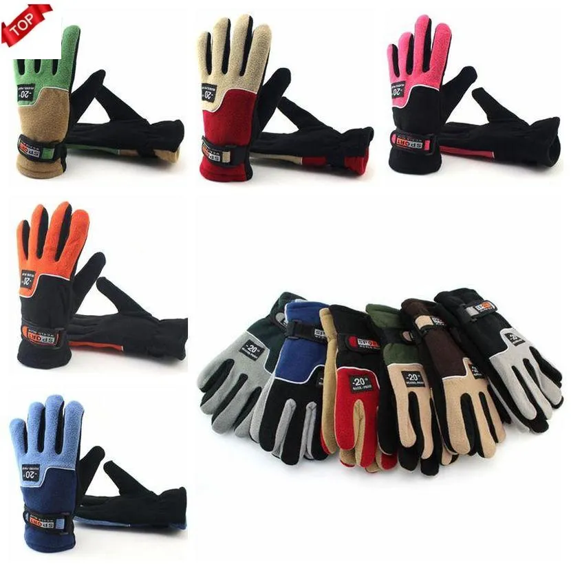 Gants en molleton d'hiver Épaissir Gant de ski chaud Mitaines de snowboard Sports de voyage Gants à cinq doigts Party Favor 2pcs / paire fy3259 CO26re