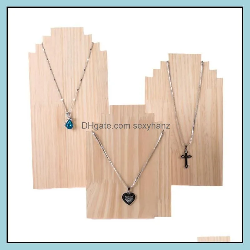 Packaging & Jewelry Pouches, Bags Countertop Natural Timber Color Fashion 3 Slot Wood Necklace Display Stand Holder Drop Delivery 2021 5Nhxd
