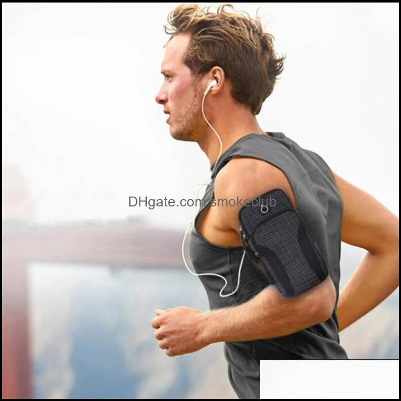 Outdoor Bags 2021 Sport Running Armband Bag Case Holder Zippered Fitness Pouch Adjustable Jogging Workout Phone Cover With Headset Ho