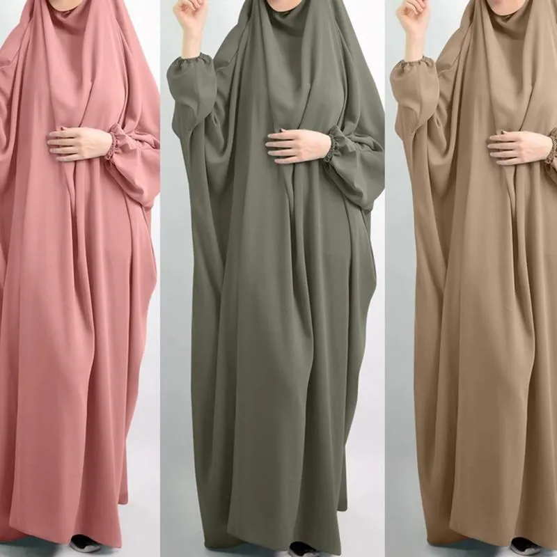 Eid com capuz muçulmanos mulheres hijab vestido peça de oração jilbab abaya longa khimar capa cheia Ramadan vestido abayas roupas islâmicas roupas étnicas