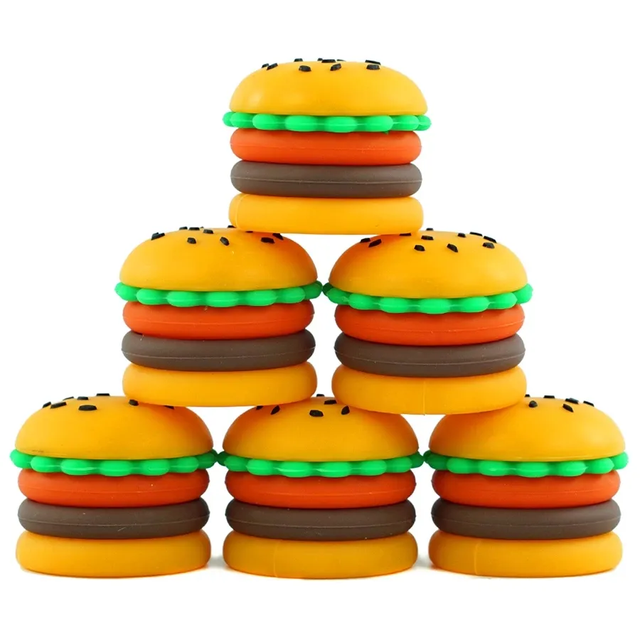 Nonstick wax containers hamburger vormige siliconen doos 5ml siliconen container food grade potten dab tool opslag pot bho hasj olie houder