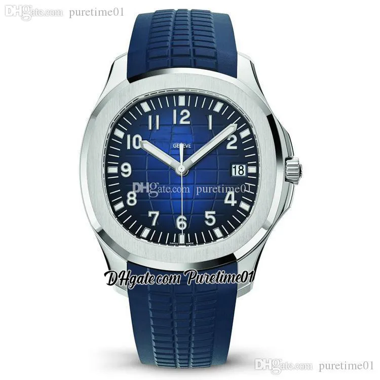 2022 5167A Automatische Mens Horloge Staal Case Blauw Textuur Dial Stick Number Markers Zwart Rubberen Strap 5 Stijlen Horloges Puretime01 E21-J10