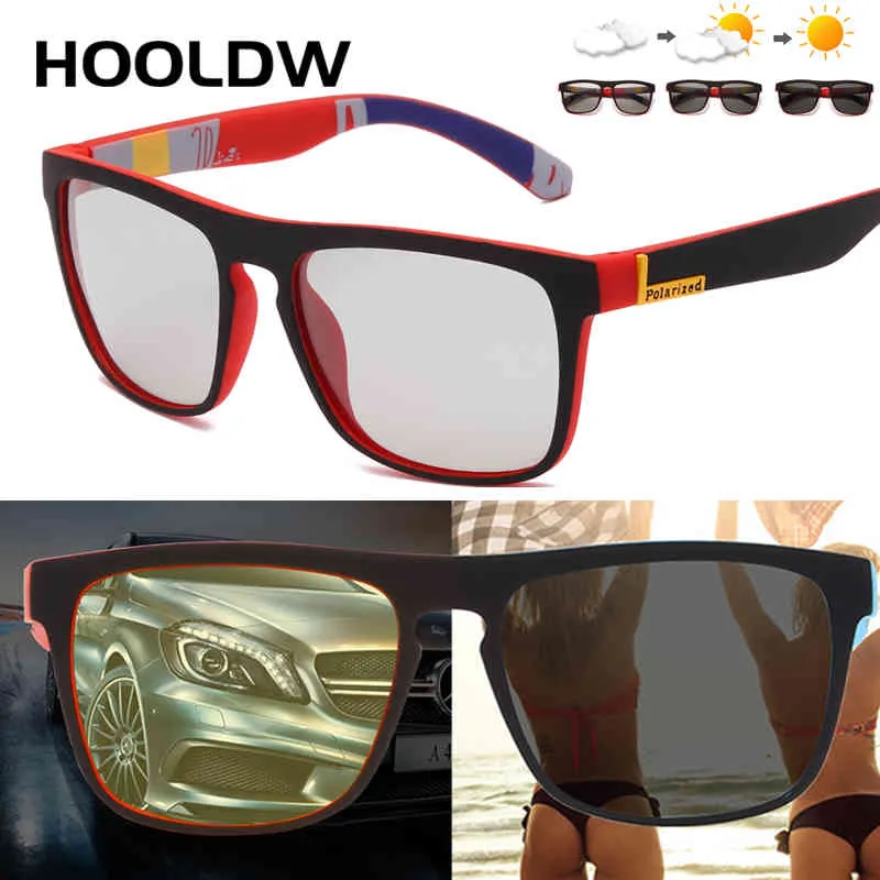 HOOLDW Pochromic Occhiali da sole Uomo Donna Cambia colore Occhiali da sole polarizzati da guida Occhiali antiriflesso Occhiali per la visione notturna UV400