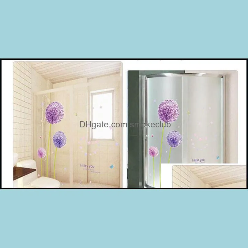 Cartoon Purple Dandelion Plant PVC Wall Stickers For Kids Living Room Home Decor Mural Art Wallpaper