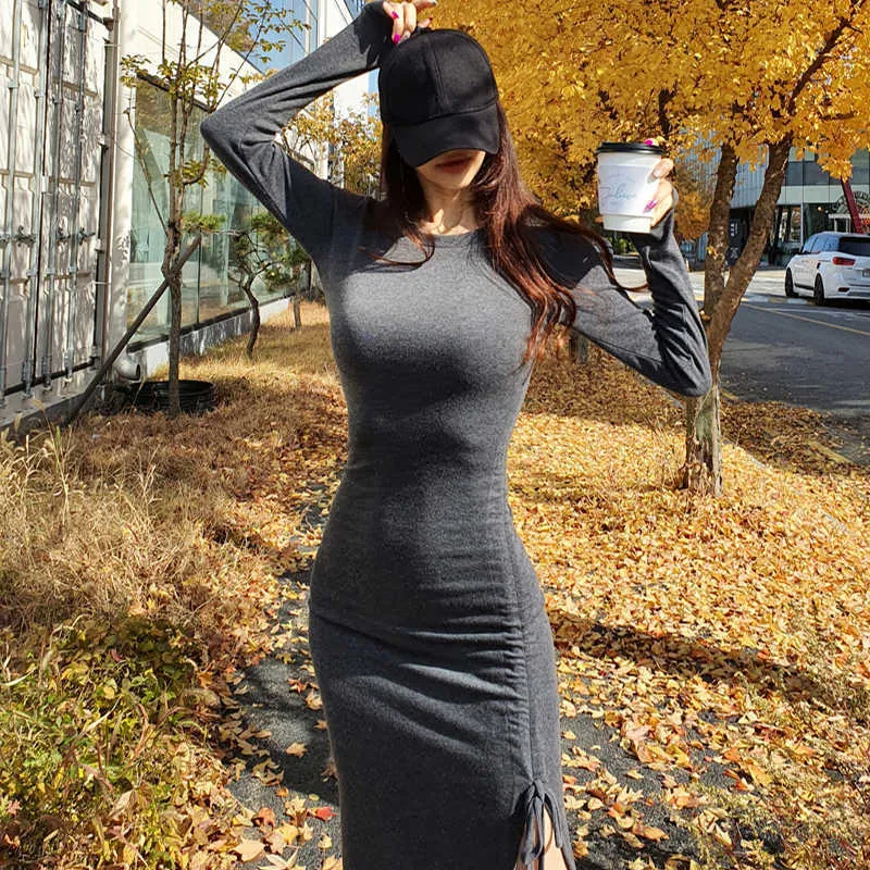 a line winter dresses A-Line winter gray wool dress 4548 – Xiaolizi