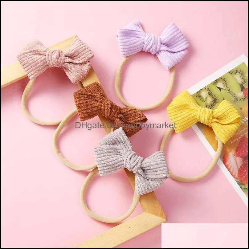 Headbands Hair Jewelry Baby Headband Stripe Infant Thin Nylon Aessories Solid Color For Girls Autumn Winter Hairbands Children Corduroy Turb
