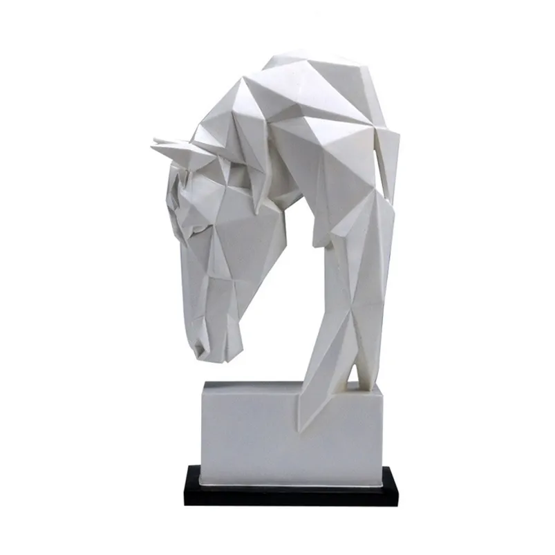 Голова лошади украшения на животных смолы дома украшения дома северные геометрические оригами ремесел мебель гостиная стойка декор статуэтка 210811