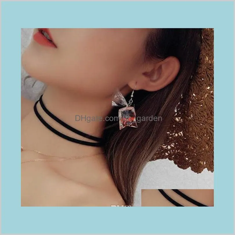 unique acrylic goldfish koi fish water bag drop dangle earring fashion earrings christmas gift girl women jewelry
