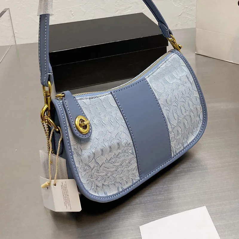 Designer Women Swinger Luxurys Designers Bags  Pochette Letters Embroidery Printing Crossbody Shoulder Bag Messanger Handbags Leather Half Moon Handbag