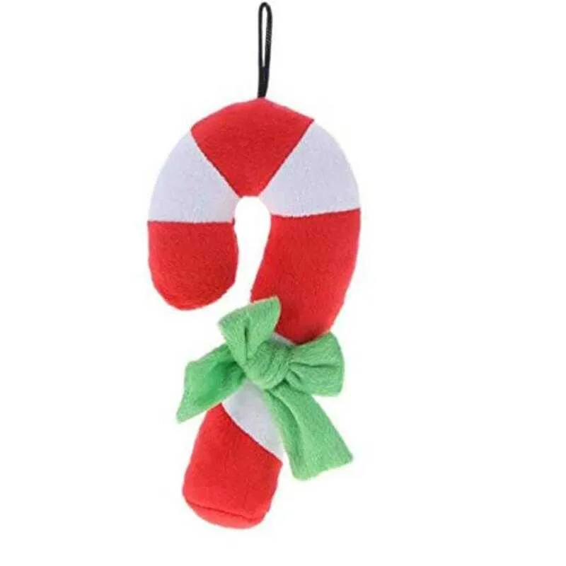 Dog Toys Christmas Crutch Shape Plush Squeaker Chew Sound Toy for Puppy Cat Training Products Dog Squeaking Toys LX4030