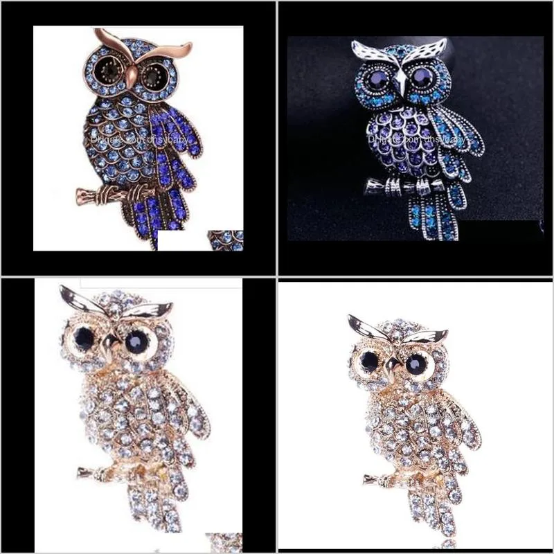 new fashion vision crystal owl pins brooches silver or bronze colors metal 5 colors for choice brooch pin ps2976