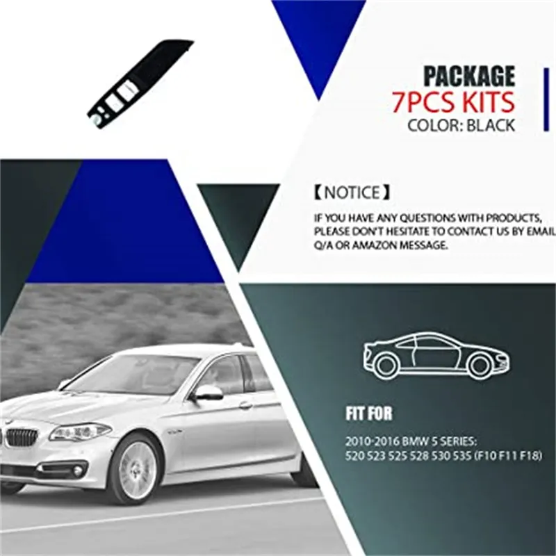 Set Maniglie Interne Portiera Per BMW F10/F11 – 7 Pezzi In ABS+PC Nero Antiappiccicaticcio