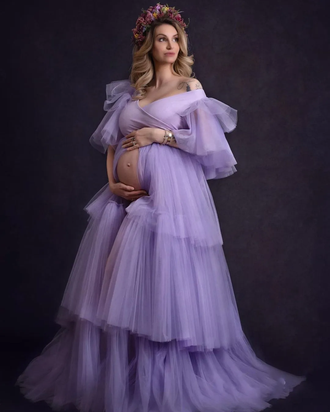 2021 Peaceful Lavender Ruffle Plus Size Pregnant... From Manweisi, $114.29  | DHgate.Com