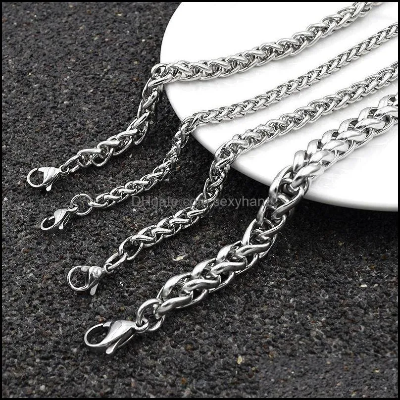 bracelets Men Bracelet Silver Color Rvs Tarwe Link Chain Bracelets Men`s Jewelry Hip Hop Poison 4/5/6 /8mm Rock PUNK 443 Z2