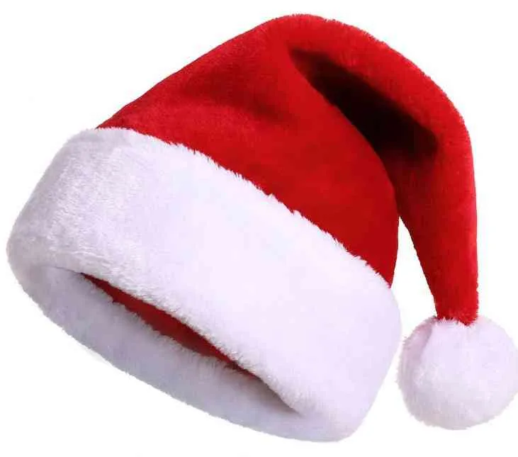 Högkvalitativ jul Santa Claus Röda Mössor Kepsar För Vuxna Och Barn Xmas Inredning Nyårs gåvor Home Party Suppli