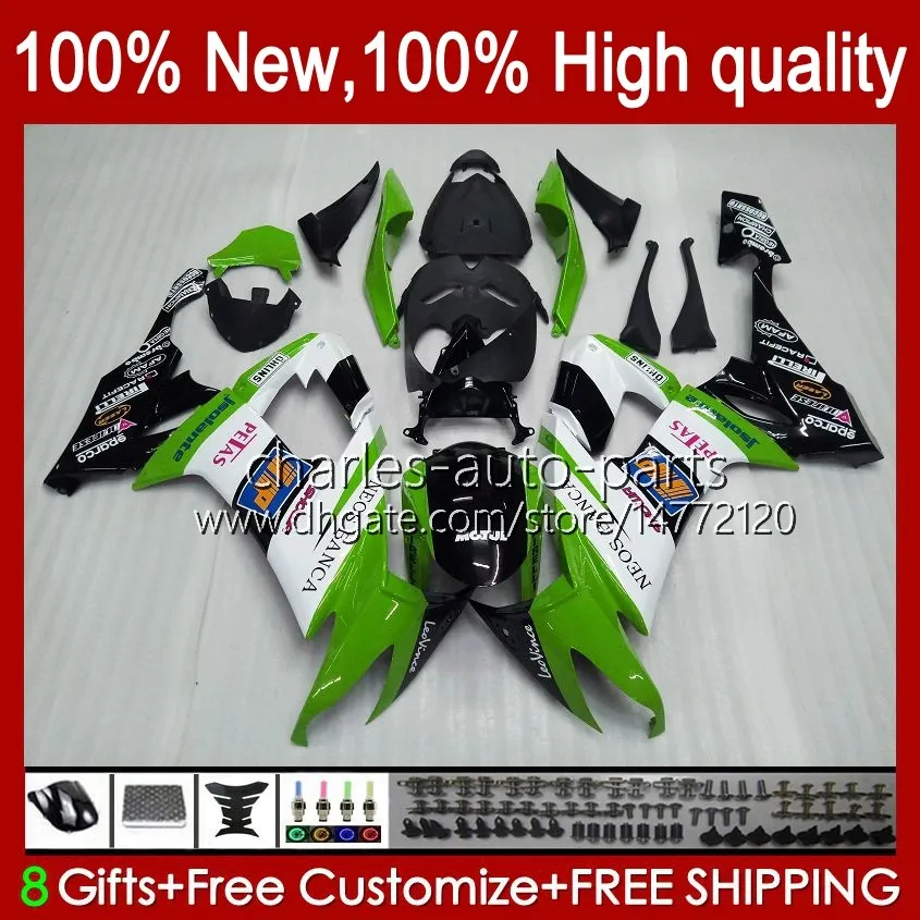 Motorcycle Body For KAWASAKI NINJA ZX 10R ZX10 10 R 1000 CC ZX10R 08 09 10 Bodywork 56No.184 Green blk white ZX1000 C 1000CC ZX-10R 2008 2009 2010 ZX1000C 2008-2010 Fairing