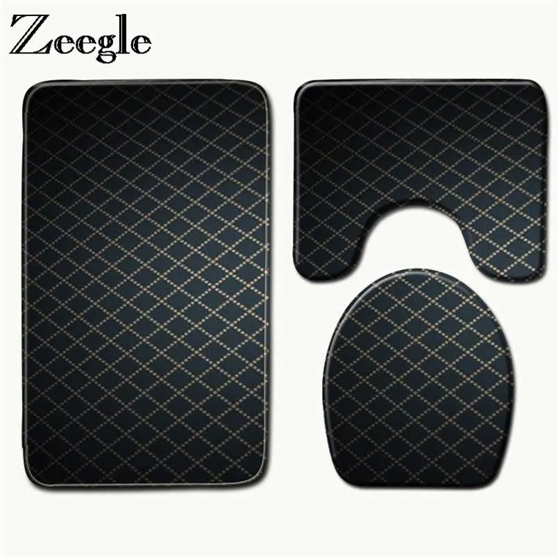 Zeege 3 pcs Bathroom Mat Sets Non Slip Assoalho Tapetes de Banheiro Tapete Toalete e Tapetes de Banho Absorvente Casa de Chuveiro Tapete Foot Tapete 211130