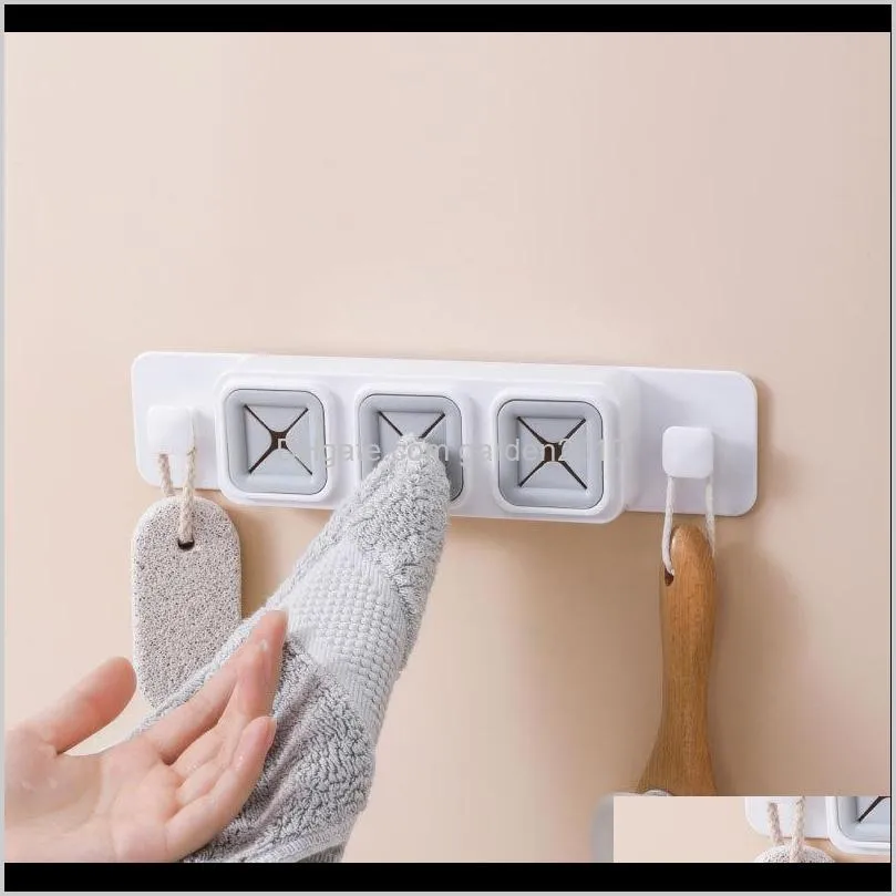 three-hole towel holder storage perforated rag with two hooks convenient kitchen gadgets organize hook & rails