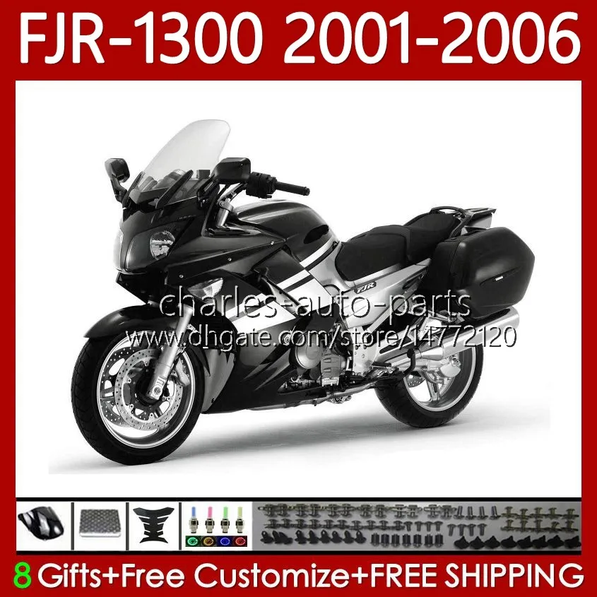 Kit de corpo para Yamaha FJR-1300 FJR1300A Metallic Black FJR 1300 A CC 2001-2006 Bodywork 106NO.112 FJR1300 01 02 03 04 05 06 FJR-1300A 2001 2001 2003 2006 Fairing OEM