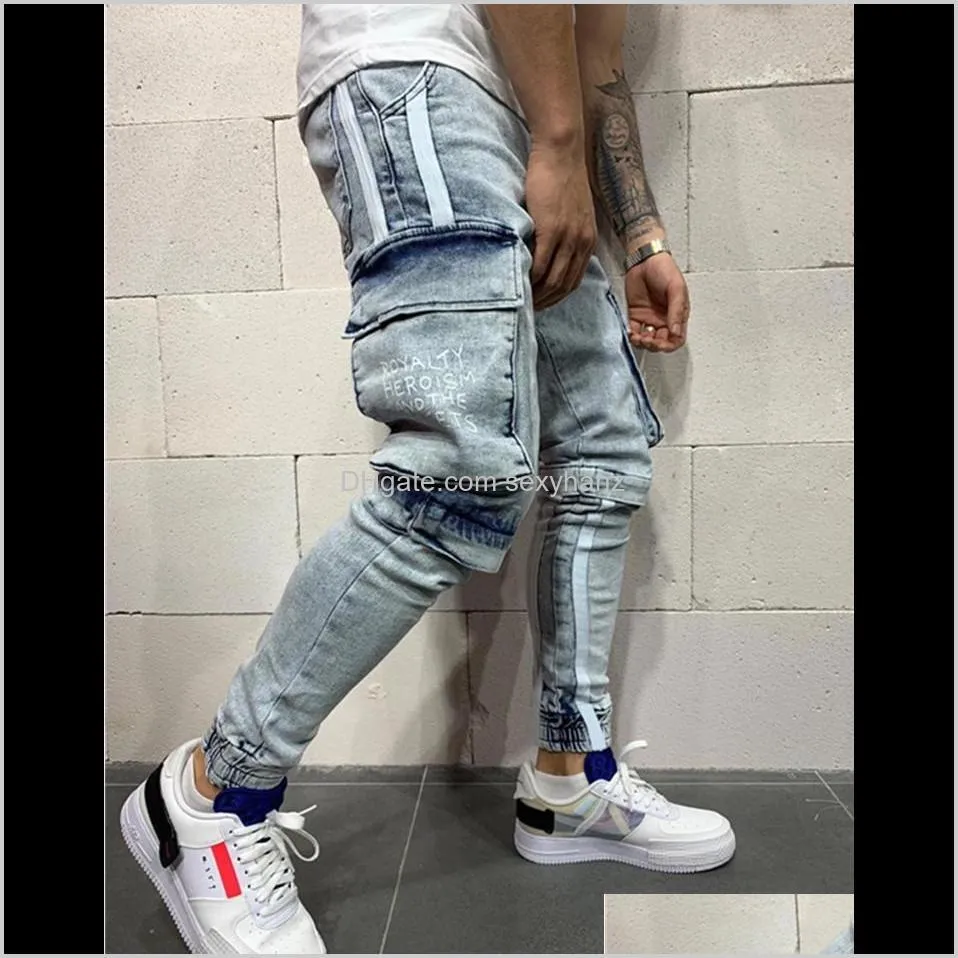 2021 pure color mens skinny jeans trend knee broken hole zipper pocket jeans hip hop pencil1
