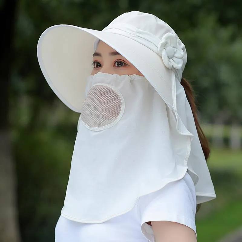 Wide Brim Hats Women Summer Anti Uv Sun Hat Lady Bike Face Mask Ultraviolet  Sun Proof Outdoor Big Tea Fishing Cover From Joelembiid, $18.61