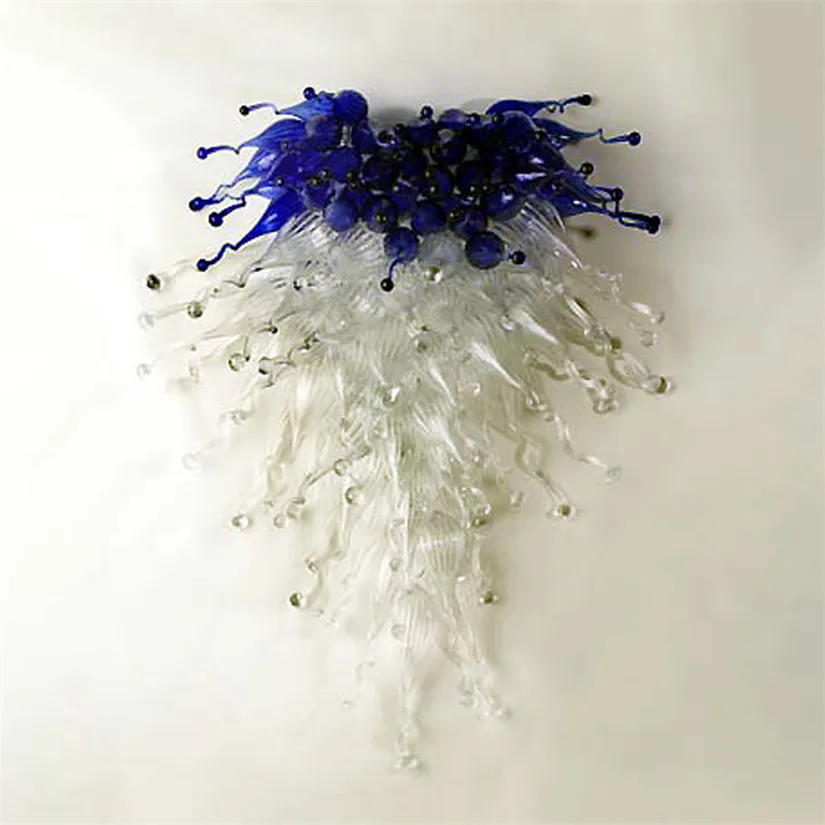 Lâmpadas de decoração de parede de flor moderna lâmpadas transparente e azul cor de design italiano mão soprada luz led murano vidro arte luzes sconce 50 por 70cm