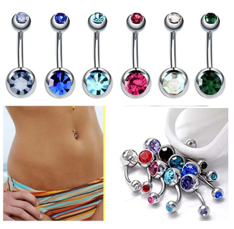 Steel belly button rings Navel Rings Crystal Rhinestone Body Piercing bars Jewlery for women`s bikini fashion Jewelry ps2014