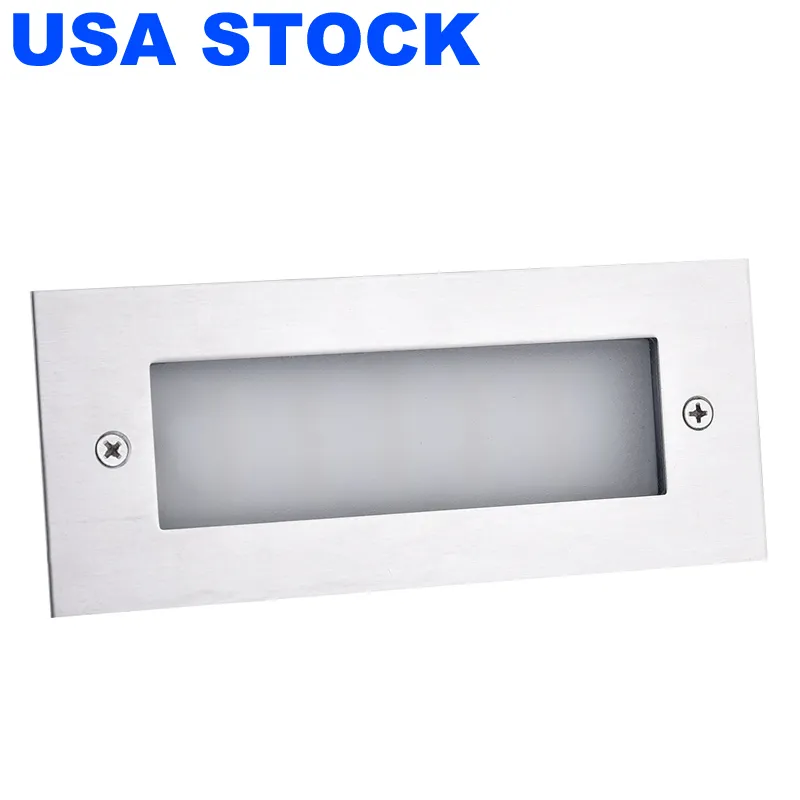 120V LED Step Light Indoor Outdoor Street Lights with Junction Box IP65 Waterproof 3000K Warm White 7W Wall Mount Rectangle Staircase Lamps for Pathway Driveway