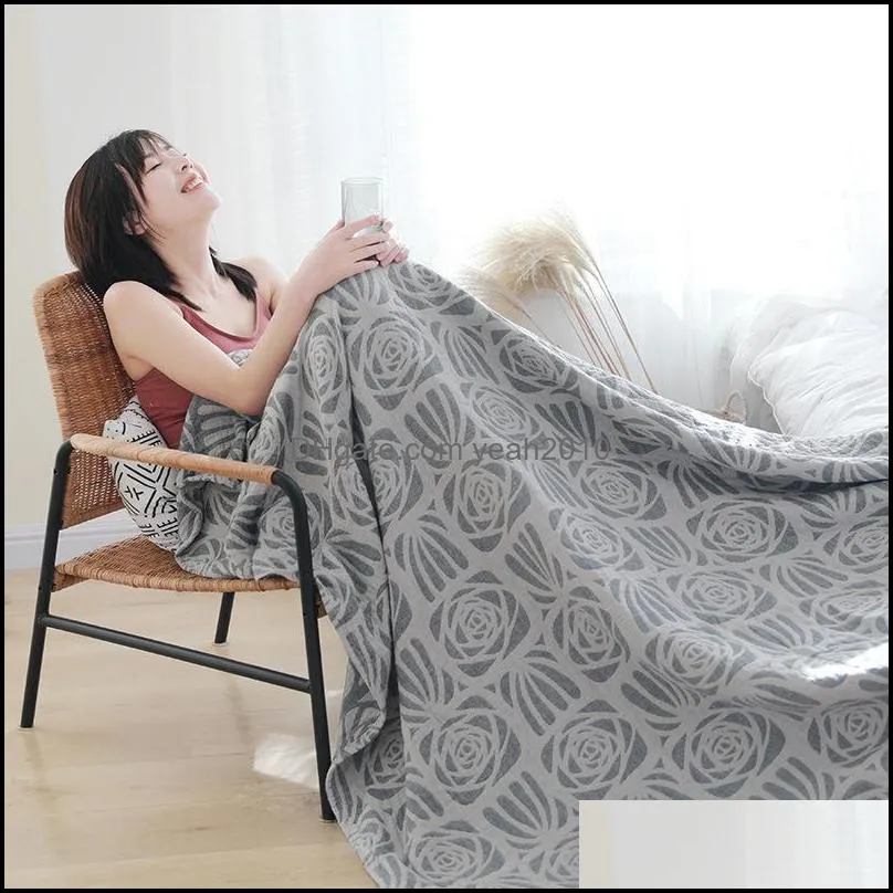 Blankets Three Layers Cotton Towel Blanket Breathable Gauze Throw For Beds Sofa Cover Plaids