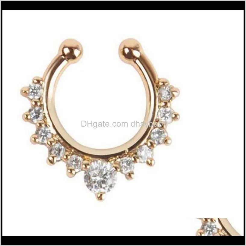 trendy nose ring rystal nose hoop nose rings stud body piercing jewelry fake septum clicker non piercing hanger clip on women body