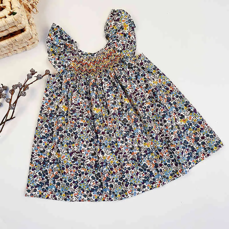 Bébé filles robes princesse vêtements Ins marque coton été lin vêtements Europe Amérique enfant en bas âge enfants robe 210429