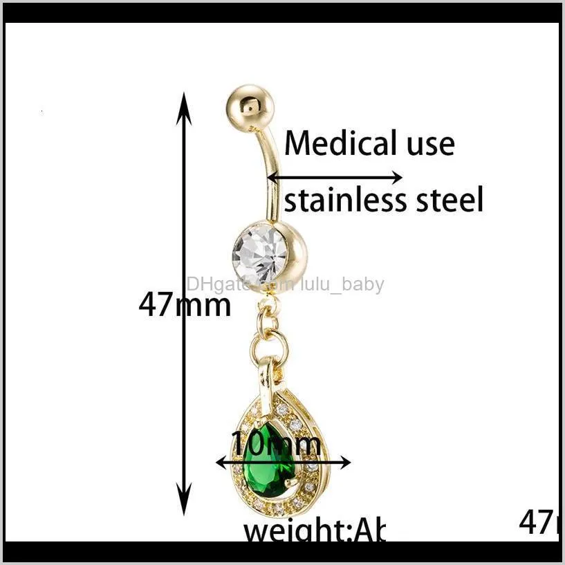 designer 5 colors anti-allergic 18k yellow gold plated 316l surgical steel belly button ring dacing navel belly ring for girls women