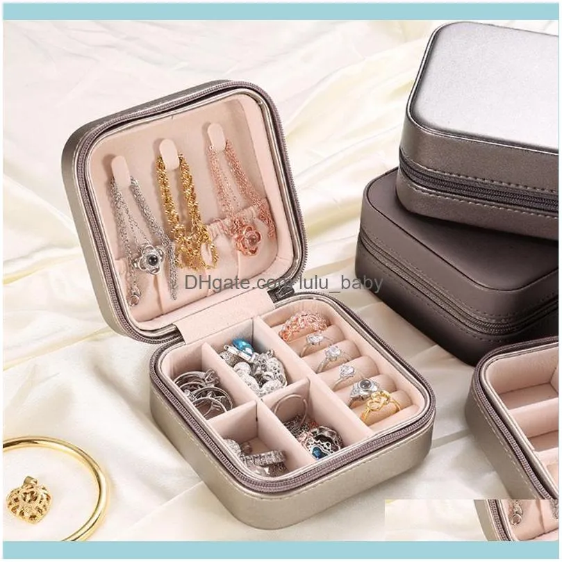 Jewelry Box Portable Storage Organizer Earring Holder Zipper Women Display Travel Case 100x100x55mm Pouches, Bags