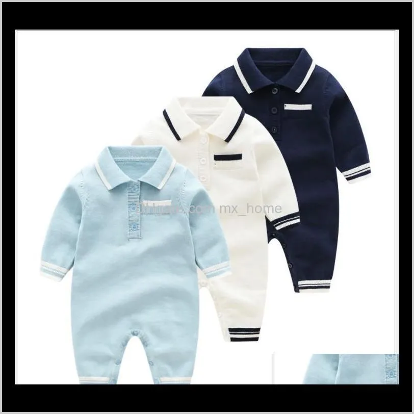 JumpsuitsRompers kläder baby barn moderskap släppa leverans 2021 baby stickade rompers onesies vår höst födda jumpsuits långärmad toddle