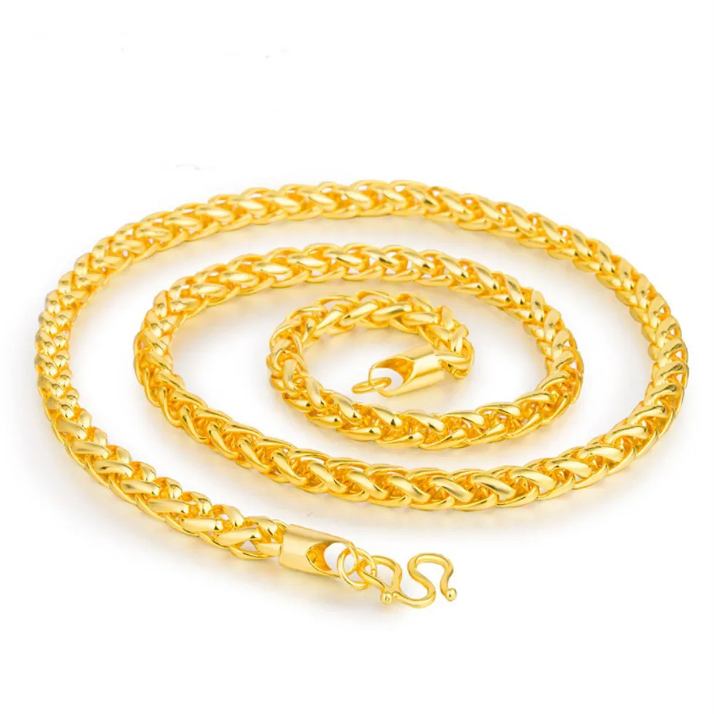 unisex Twisted riding whip Collana placcata oro 24k Catene NJGN063 regalo di nozze di moda collane a catena in oro giallo