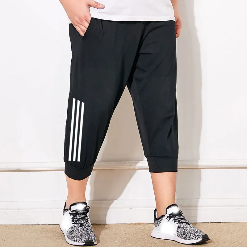 Men Plus Size Short Pants Cotton Sweatshirts Jogging Pant Casual Color Block Pockets Drawstring Capris Trousers 8XL Big Sports Sho320d