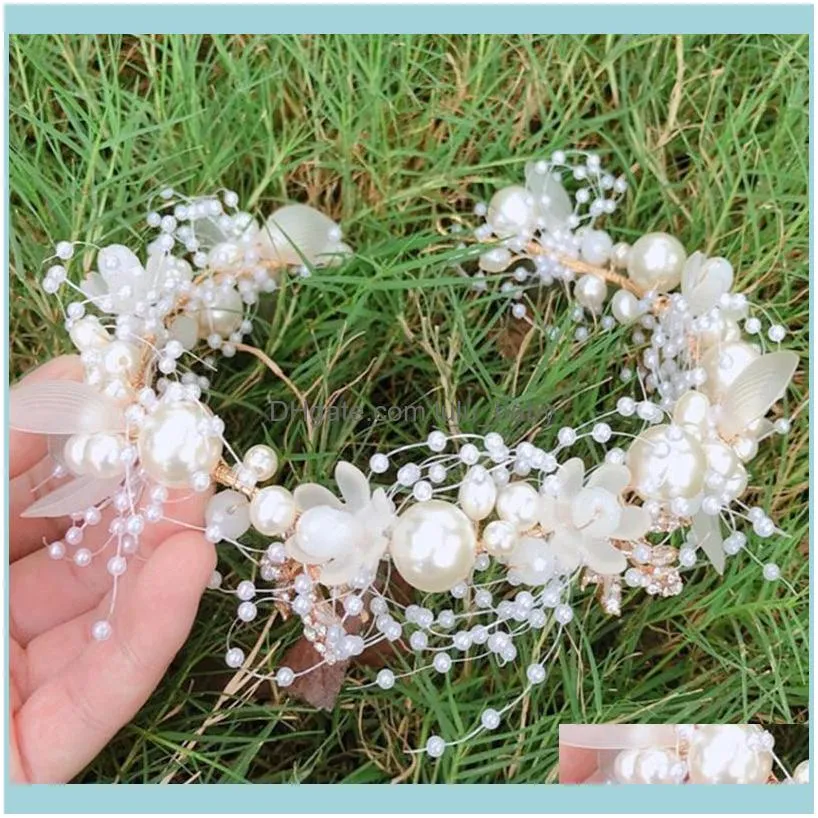 Hair Clips & Barrettes Elegant Bridal Wedding Accessories Pearl Flower Headband Band Handmade Crystal Headpiece Headbands Decoration