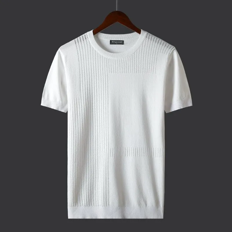 T-shirts Fashion Summer Men T-shirt Stickade Korta Ärmar Tröja Solid Färg Pullover T Shirt Casual Tees D224