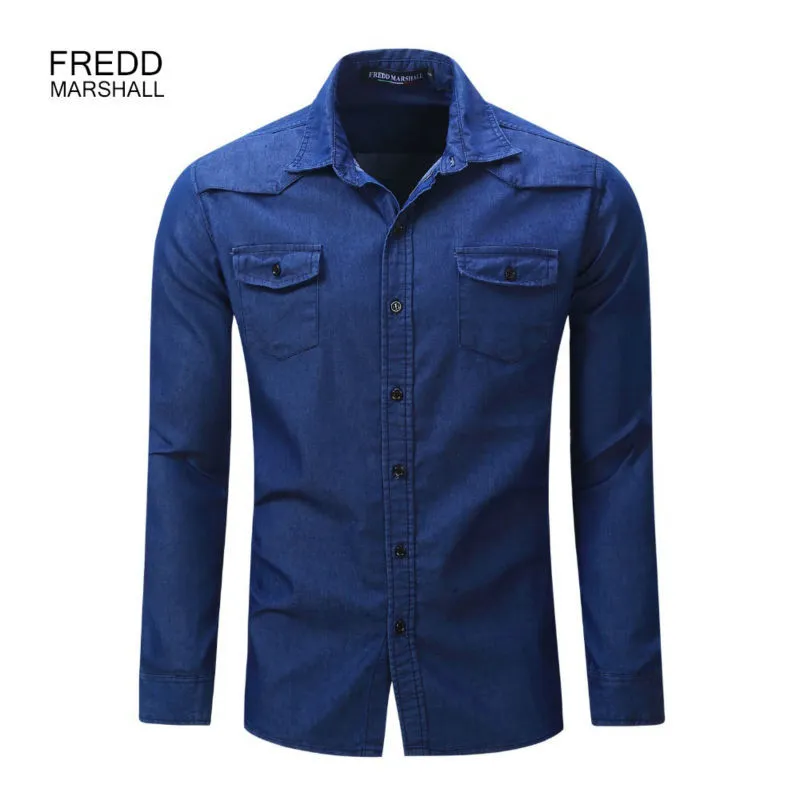Arrival Men's Denim Shirt brand casual Dress Shirts Male Long Sleeve Jeans Striped and mens t Chenked shirts fashion 210518