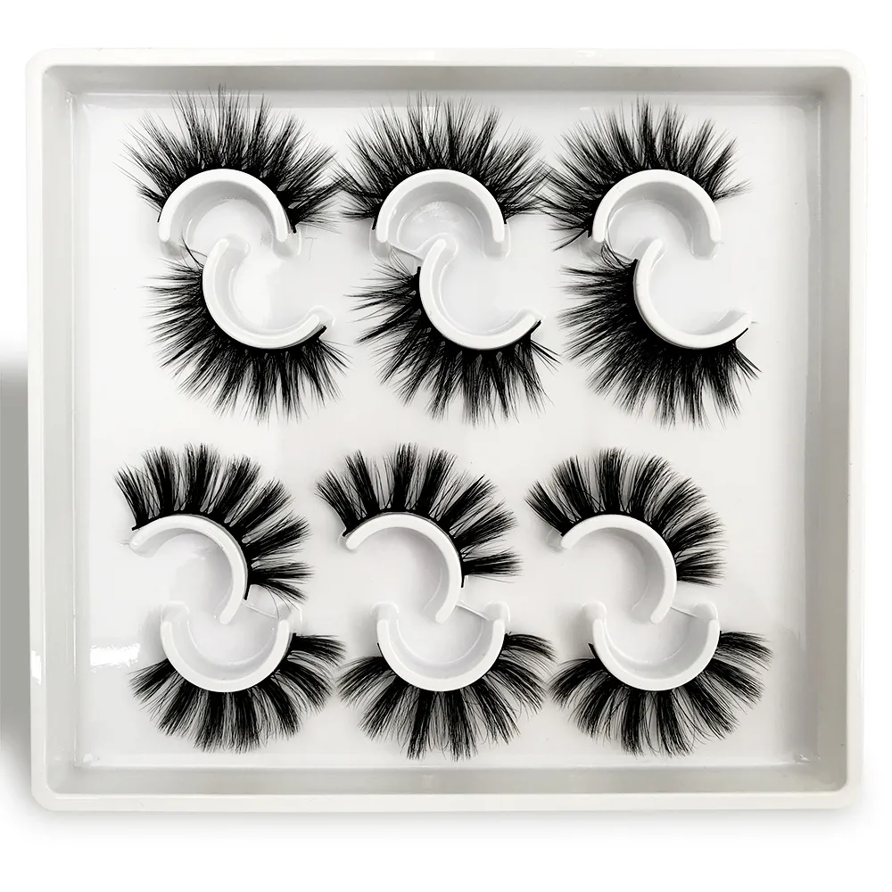 20CM Fluffy Mink Eyelashes 6 Pairs 5D Eyelash Eye Short Handmade Individual False lashes Soft Natural Long Thick Makeup Tools