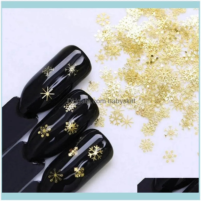 BOX Hollow Out Gold Nail Glitter Sequins Snow Flakes Mixed Design Decorations For Arts Pillette Accessories1