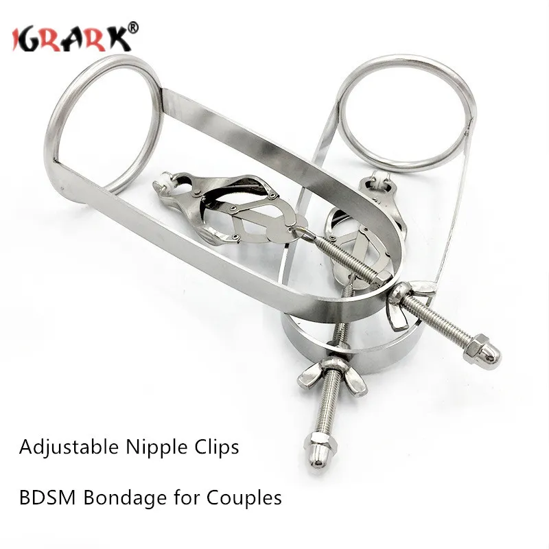 Papillon réglable Nipple Clips Torture Play Pinces Cage Sein BDSM Bondage Métal Fétiche Produits Sex Toys pour Adultes Couples Y0406