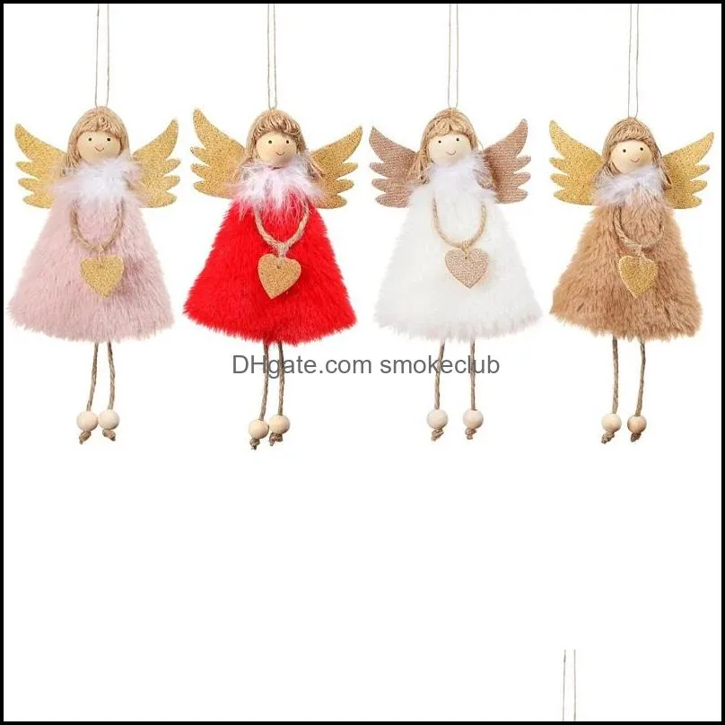 Christmas cute love plush feather angel Christmas tree creative pendant home decorations Christmas plush doll pendant decoration