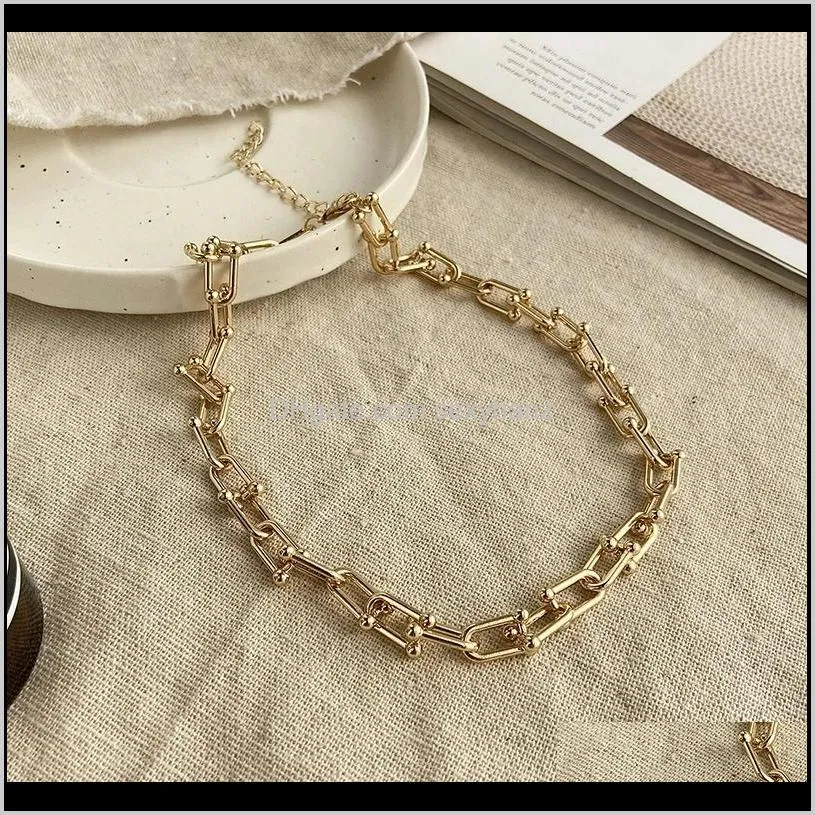 punk thick link chain choker necklace collars for women female short gold clavicle chains chocker necklaces jewelry colar