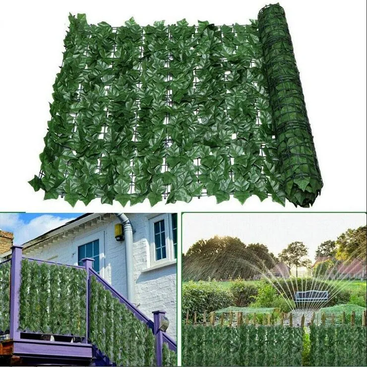 Rouleau de criblage de clôture de jardin à feuilles artificielles, protection contre la décoloration UV, mur d'intimité, aménagement paysager, panneau de lierre, couronnes de fleurs décoratives