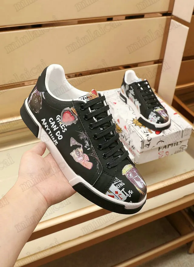 Womens White Leather Graffiti Print Platform Sneakers Geometric Pattern Breathable Casual Lace Up From Minlaicai 129.54 DHgate.Com