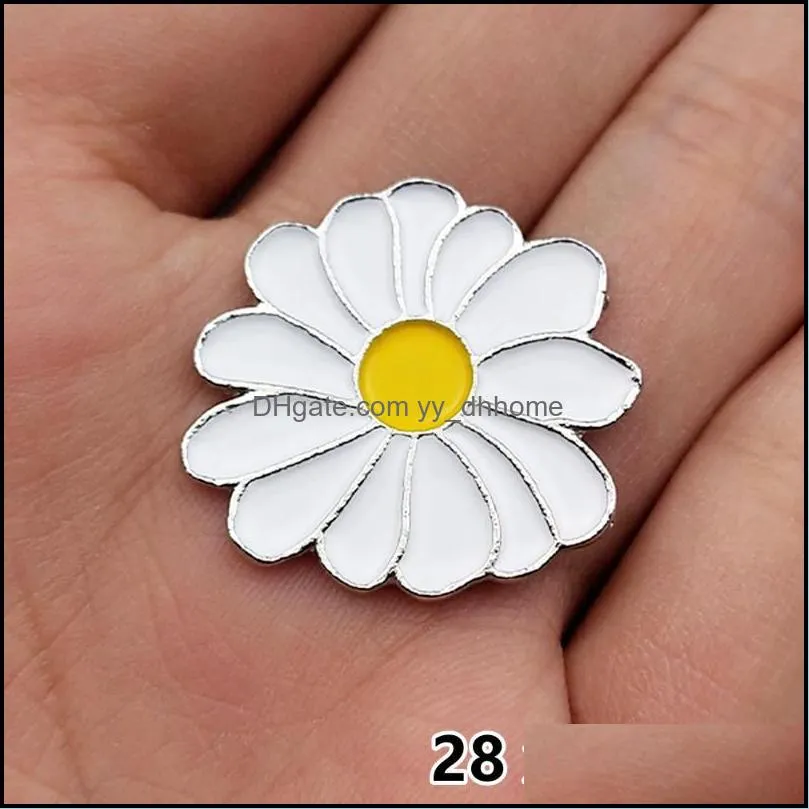 Pins, Brooches Fashion Daisy Flower Enamel Cartoon Pins Badges Bags Kids Metal Pin Jewelry Gifts Brooch DIY Clothes Hat Backpack