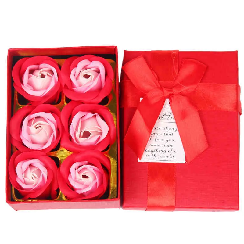 Artificielle Faux Fleur Coffret Cadeau Rose Parfumé Bain Savon Fleurs Ensemble Saint Valentin Thanksgiving Fête Des Mères Cadeau De Mariage Fête De Noël Décor JY0947