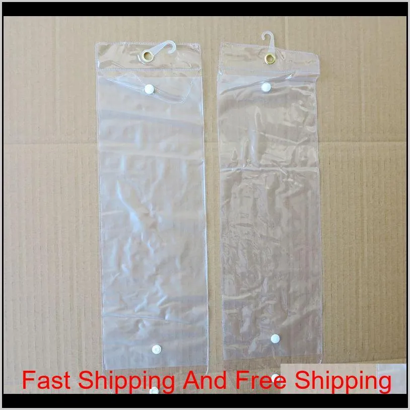 pvc plastic package bags packing bags with pothhook 12-26inch for packing hair wefts human hair extensions button closure