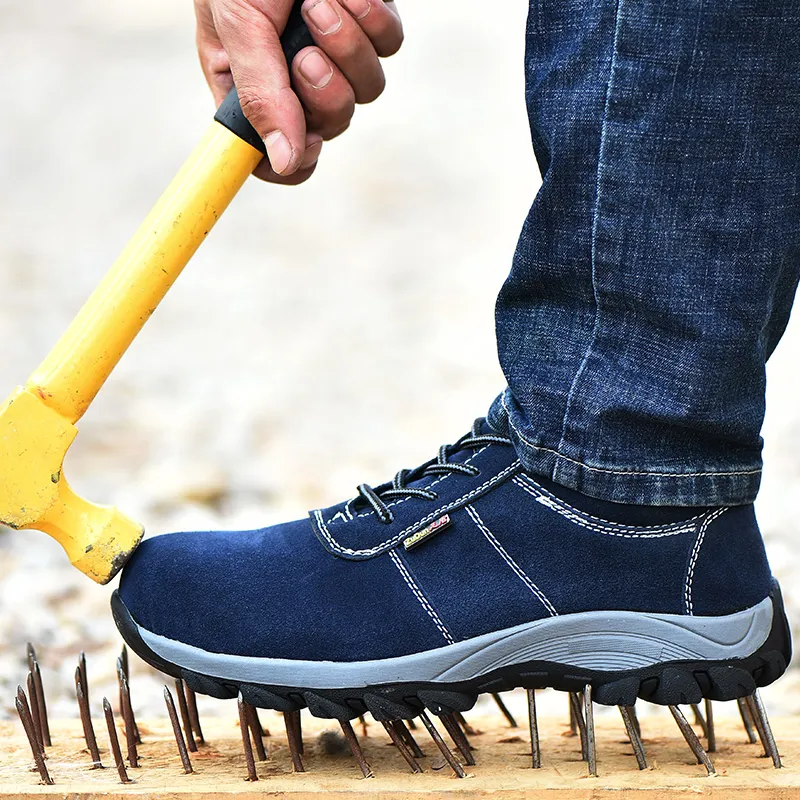 Groot formaat 37-47 arbeidsbescherming schoenen mannen lente en herfst ademend staal baotou anti-punctie Cowtendon bodem slijtvaste veiligheid